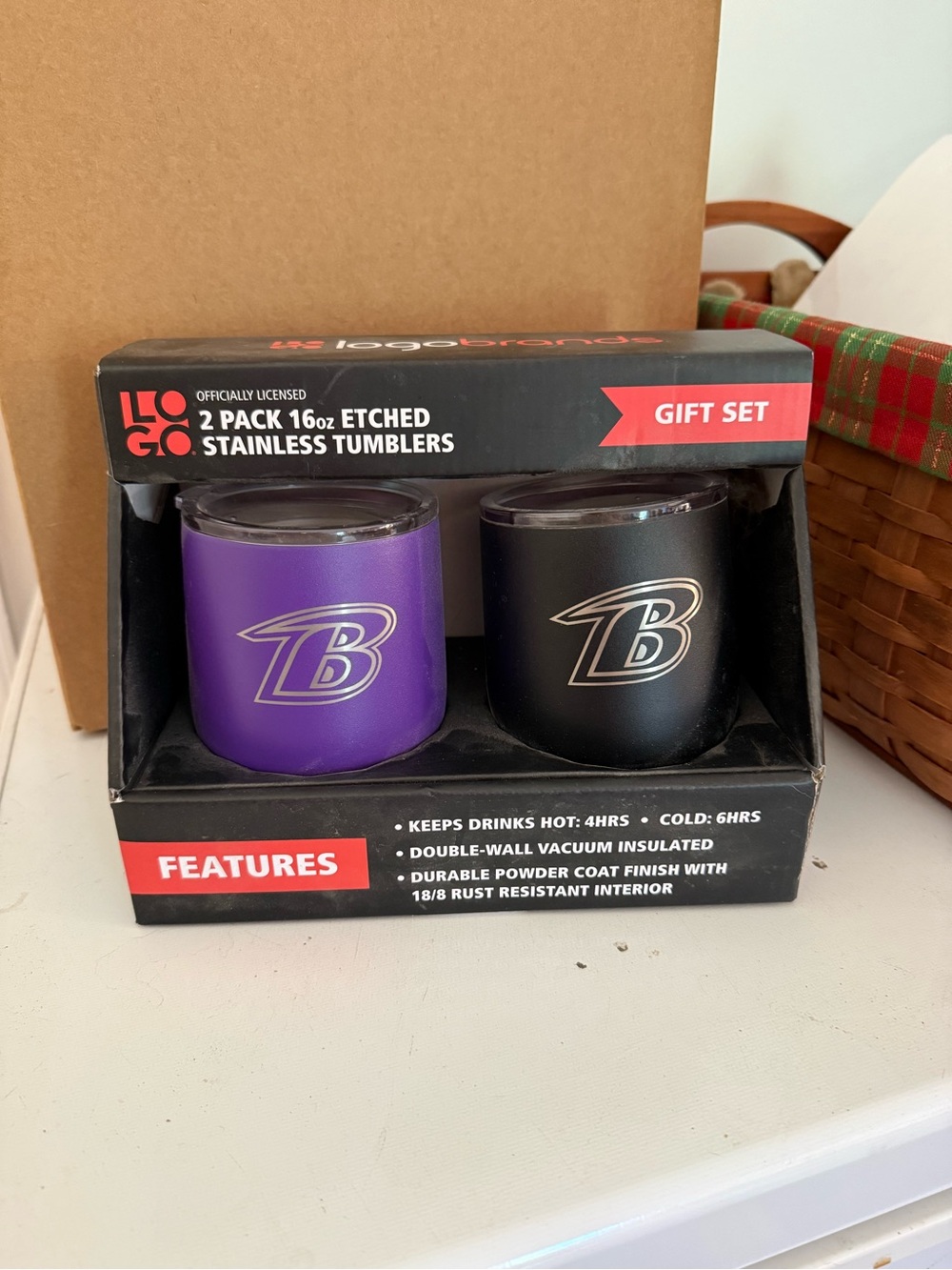Logo Brands 2-Pack Baltimore Ravens Stainless Tumblers - Purple & Black